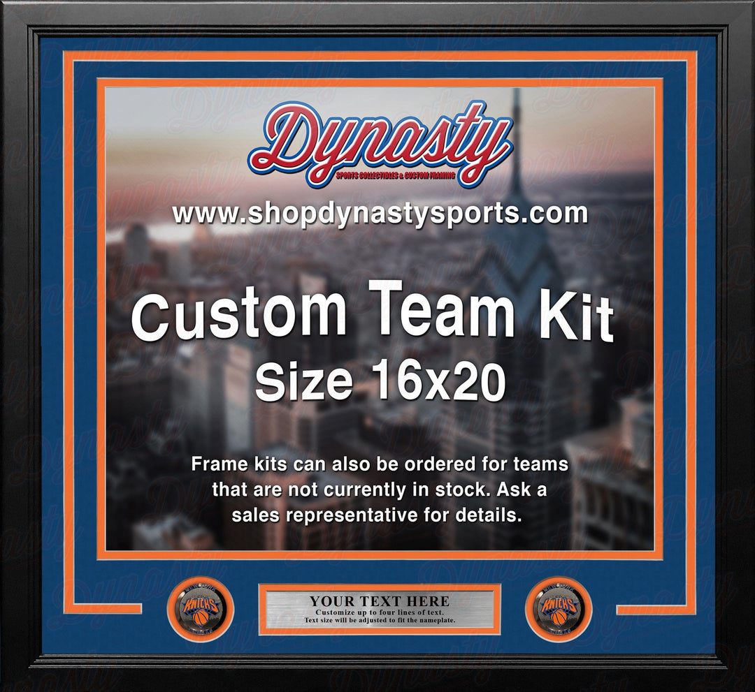 Dynasty Sports & Framing Custom Framing Blue Matting & Orange Trim / Landscape (Horizontal); Standard Glass / No Nameplate or Medallions New York Knicks Custom NBA Basketball 16x20 Picture Frame Kit (Multiple Colors)