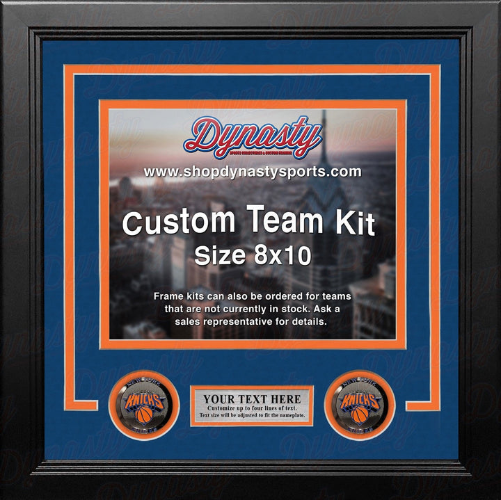 Dynasty Sports & Framing Custom Framing Blue Matting & Orange Trim / Landscape (Horizontal); Standard Glass / No Nameplate or Medallions New York Knicks Custom NBA Basketball 8x10 Picture Frame Kit (Multiple Colors)