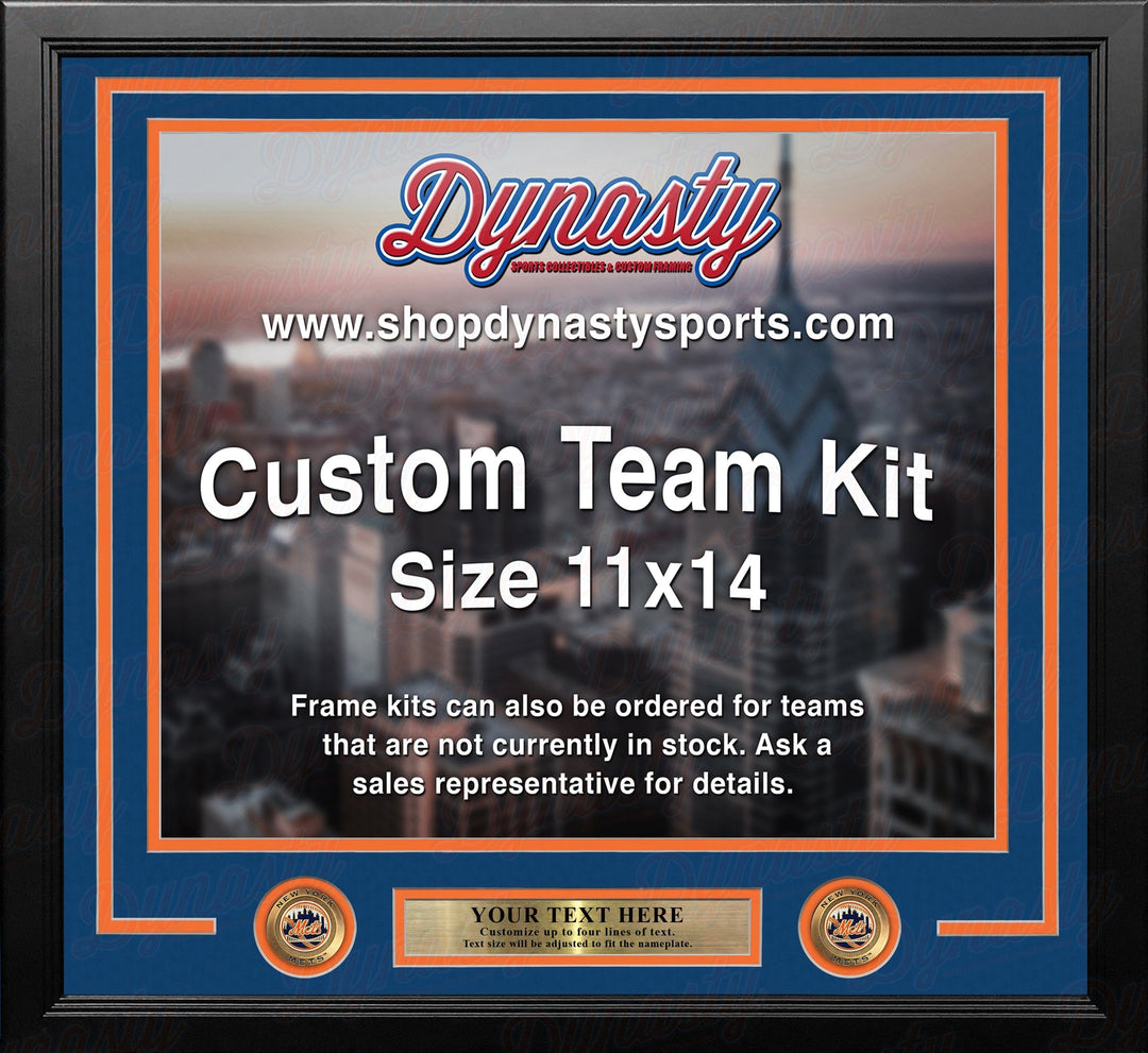 Dynasty Sports & Framing Custom Framing Blue Matting & Orange Trim / Landscape (Horizontal); Standard Glass / No Nameplate or Medallions New York Mets Custom MLB Baseball 11x14 Picture Frame Kit (Multiple Colors)