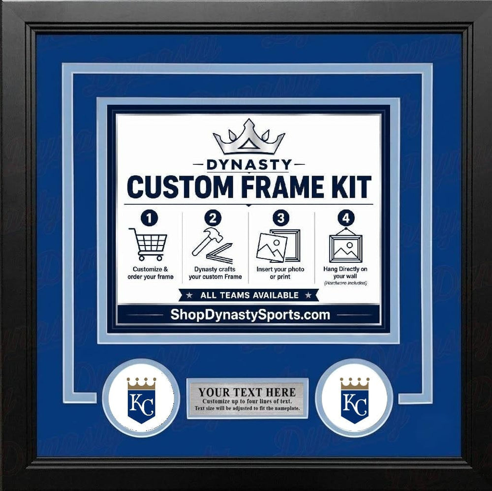 Dynasty Sports & Framing Custom Framing Blue Matting & Powder Blue Trim / Landscape (Horizontal); Standard Glass / No Nameplate or Logos Kansas City Royals Custom MLB Baseball 11x14 Picture Frame Kit (Multiple Colors)