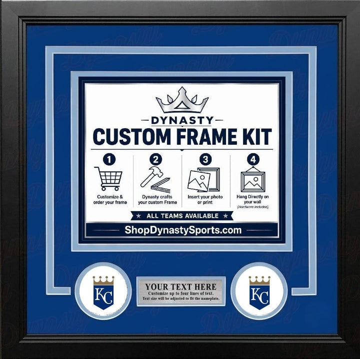 Dynasty Sports & Framing Custom Framing Blue Matting & Powder Blue Trim / Landscape (Horizontal); Standard Glass / No Nameplate or Logos Kansas City Royals Custom MLB Baseball 11x14 Picture Frame Kit (Multiple Colors)