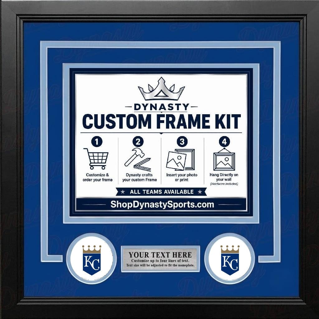 Dynasty Sports & Framing Custom Framing Blue Matting & Powder Blue Trim / Landscape (Horizontal); Standard Glass / No Nameplate or Logos Kansas City Royals Custom MLB Baseball 8x10 Picture Frame Kit (Multiple Colors)
