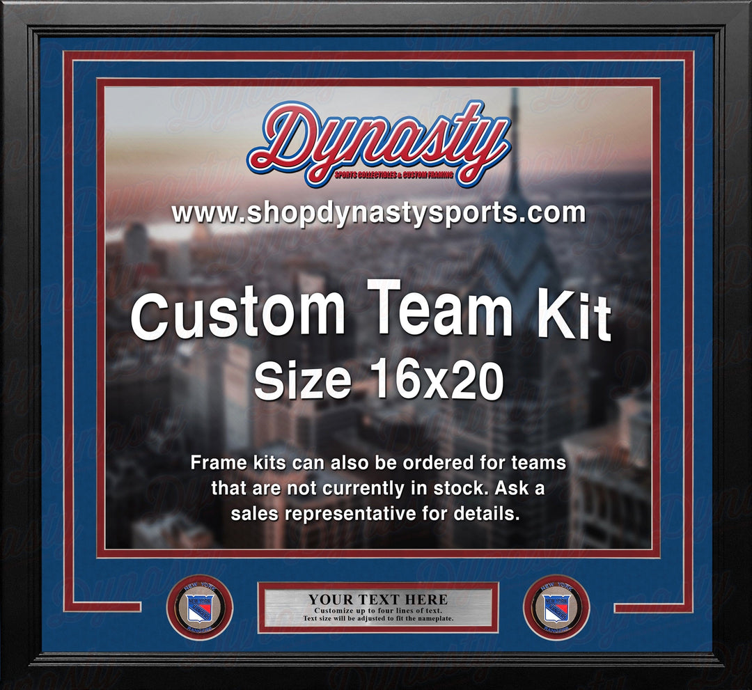 Dynasty Sports & Framing Custom Framing Blue Matting & Red Trim / Landscape (Horizontal); Standard Glass / No Nameplate or Medallions New York Rangers Custom NHL Hockey 16x20 Picture Frame Kit (Multiple Colors)