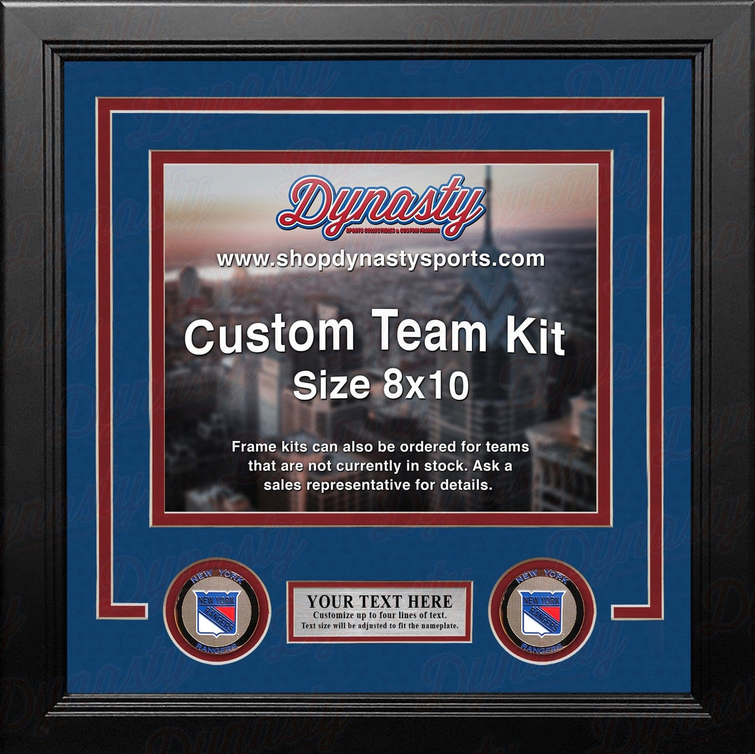 Dynasty Sports & Framing Custom Framing Blue Matting & Red Trim / Landscape (Horizontal); Standard Glass / No Nameplate or Medallions New York Rangers Custom NHL Hockey 8x10 Picture Frame Kit (Multiple Colors)