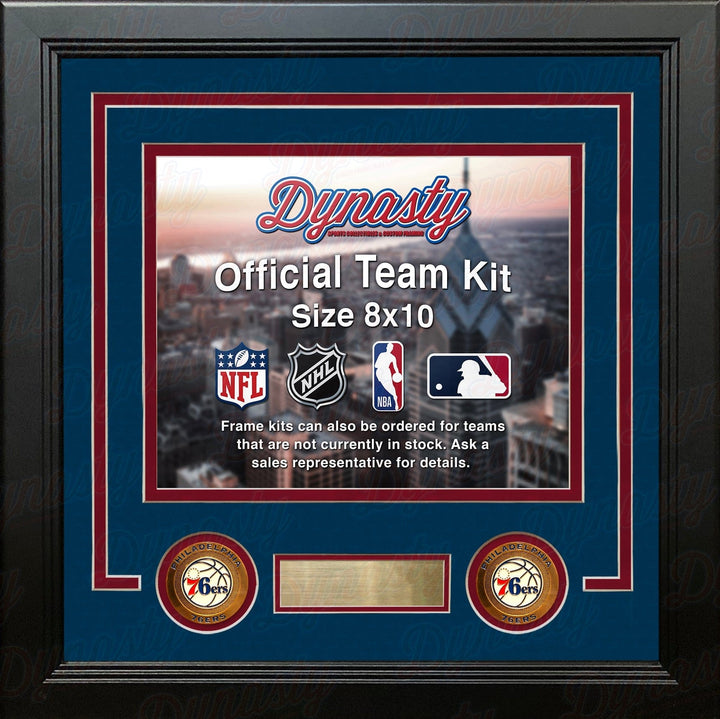 Dynasty Sports & Framing Custom Framing Blue Matting & Red Trim / Landscape (Horizontal); Standard Glass / No Nameplate or Medallions Philadelphia 76ers Custom NBA Basketball 8x10 Picture Frame Kit (Multiple Colors)