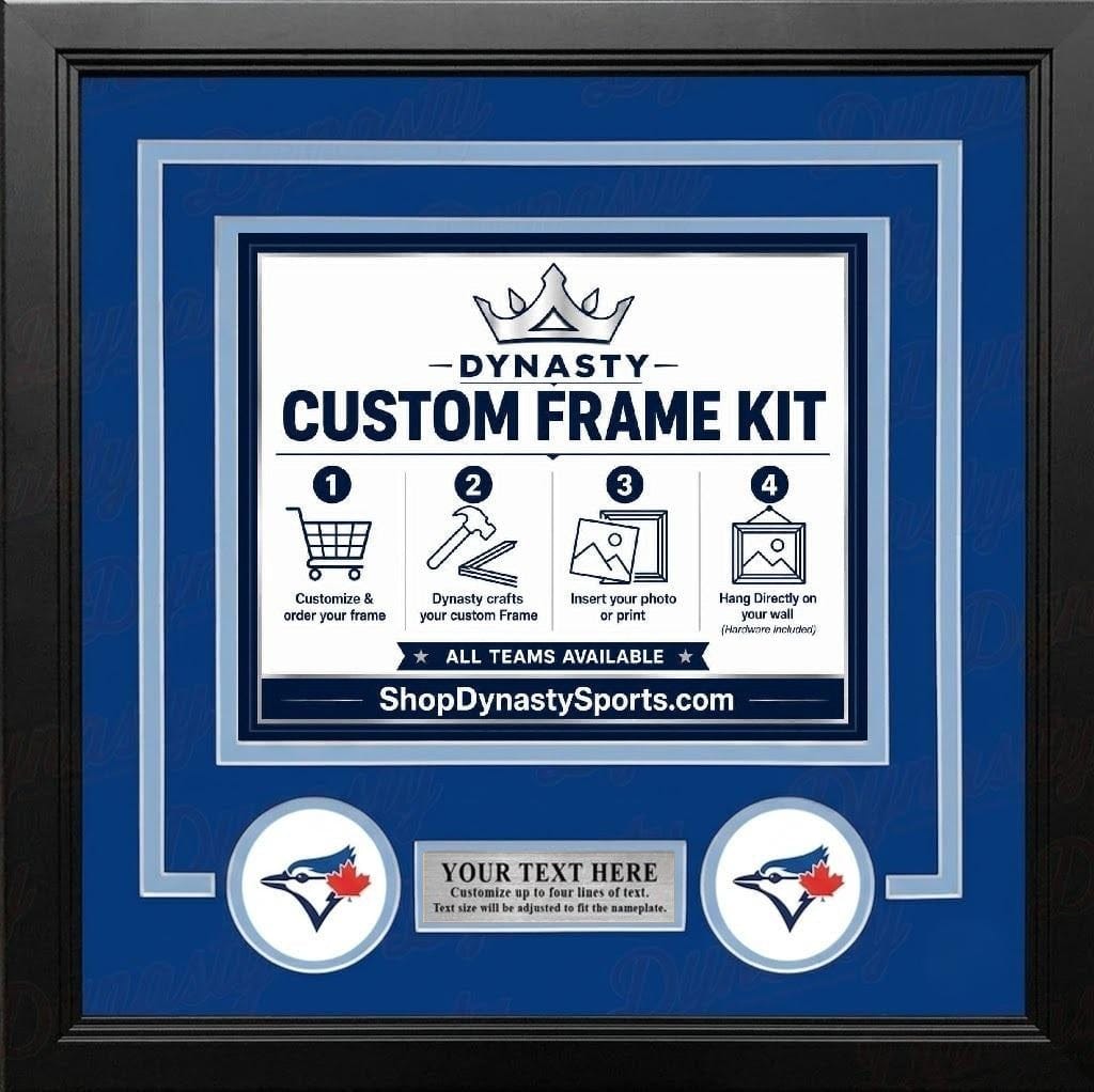 Dynasty Sports & Framing Custom Framing Blue Matting & Sky Blue Trim / Landscape (Horizontal); Standard Glass / No Nameplate or Logos Toronto Blue Jays Custom MLB Baseball 16x20 Picture Frame Kit (Multiple Colors)