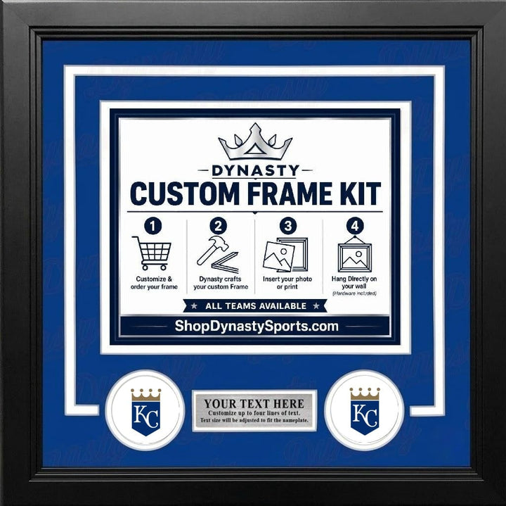 Dynasty Sports & Framing Custom Framing Blue Matting & White Trim / Landscape (Horizontal); Standard Glass / No Nameplate or Logos Kansas City Royals Custom MLB Baseball 11x14 Picture Frame Kit (Multiple Colors)