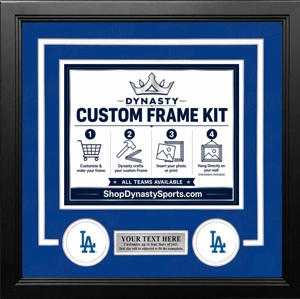 Dynasty Sports & Framing Custom Framing Blue Matting & White Trim / Landscape (Horizontal); Standard Glass / No Nameplate or Logos Los Angeles Dodgers Custom MLB Baseball 16x20 Picture Frame Kit (Multiple Colors)