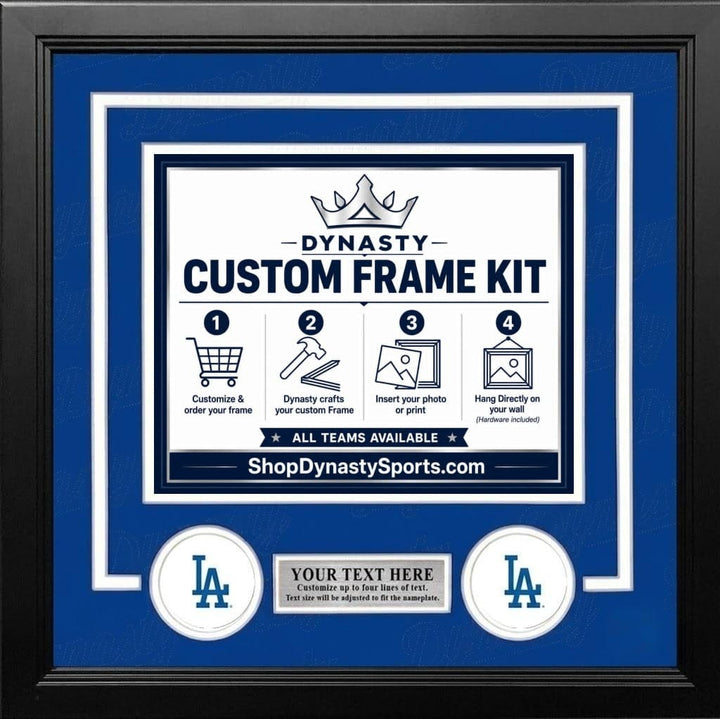 Dynasty Sports & Framing Custom Framing Blue Matting & White Trim / Landscape (Horizontal); Standard Glass / No Nameplate or Logos Los Angeles Dodgers Custom MLB Baseball 8x10 Picture Frame Kit (Multiple Colors)