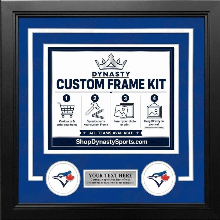 Dynasty Sports & Framing Custom Framing Blue Matting & White Trim / Landscape (Horizontal); Standard Glass / No Nameplate or Logos Toronto Blue Jays Custom MLB Baseball 16x20 Picture Frame Kit (Multiple Colors)