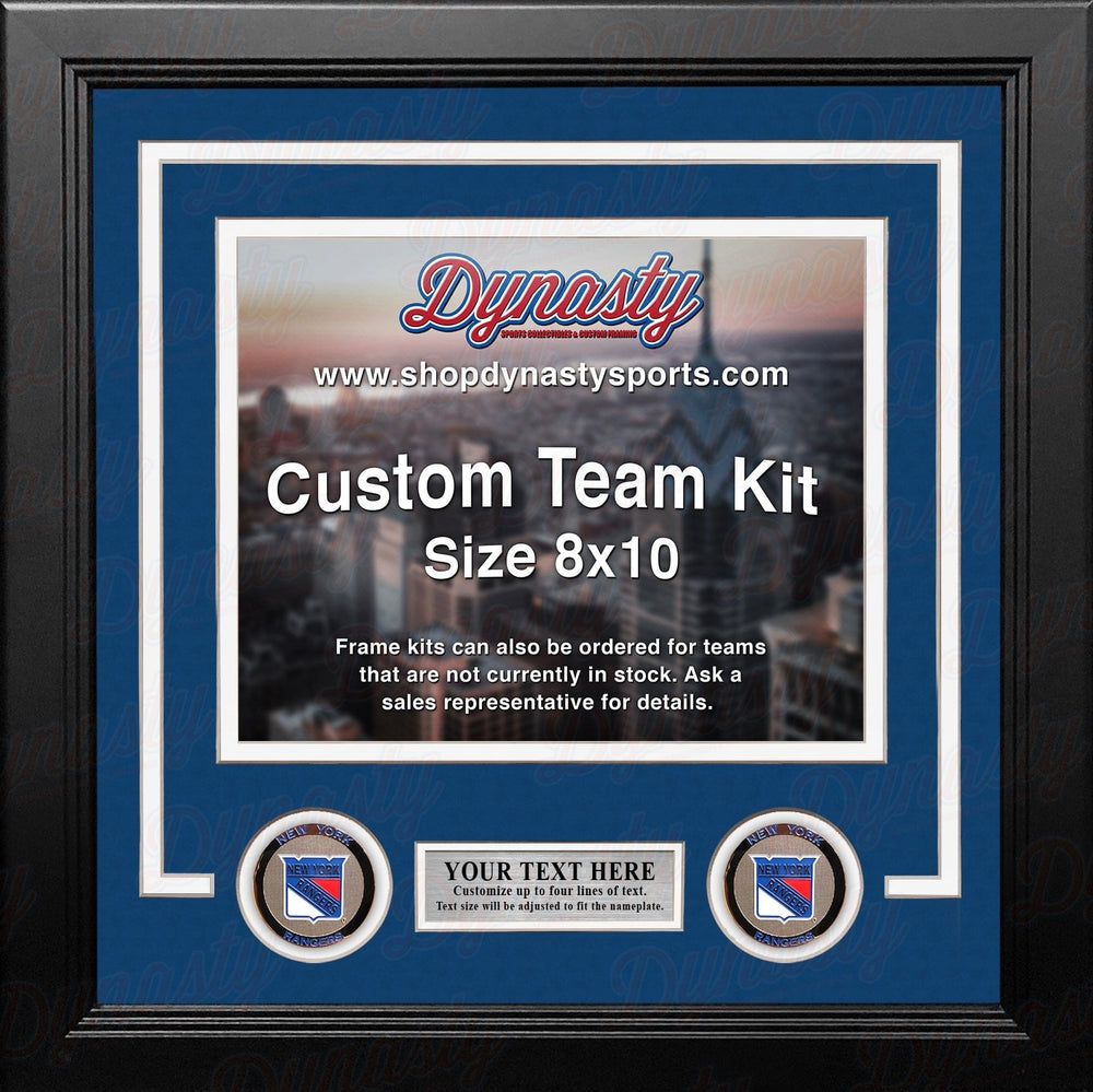 Dynasty Sports & Framing Custom Framing Blue Matting & White Trim / Landscape (Horizontal); Standard Glass / No Nameplate or Medallions New York Rangers Custom NHL Hockey 8x10 Picture Frame Kit (Multiple Colors)