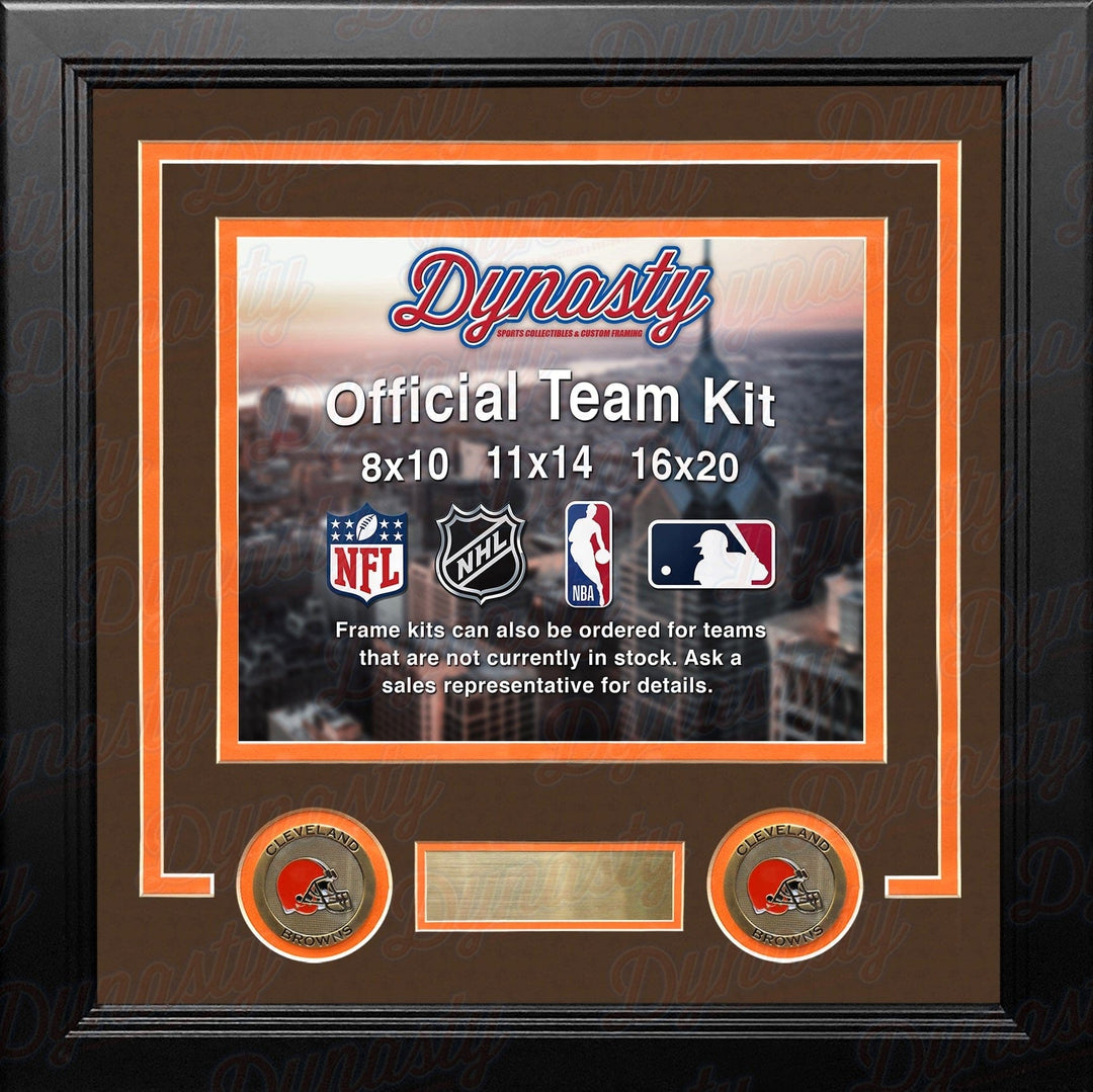 Dynasty Sports & Framing Custom Framing Brown Matting & Orange Trim / Landscape (Horizontal); Standard Glass / No Nameplate or Medallions Cleveland Browns Custom NFL Football 11x14 Picture Frame Kit (Multiple Colors)