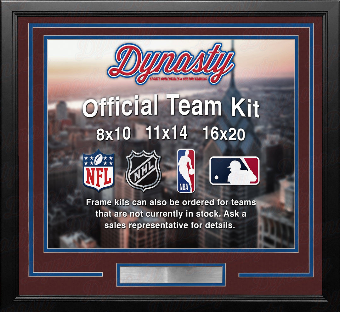 Dynasty Sports & Framing Custom Framing Burgundy Matting & Royal Blue Trim / Landscape (Horizontal); Standard Glass / No Nameplate or Medallions Colorado Avalanche Custom NHL Hockey 8x10 Picture Frame Kit (Multiple Colors)