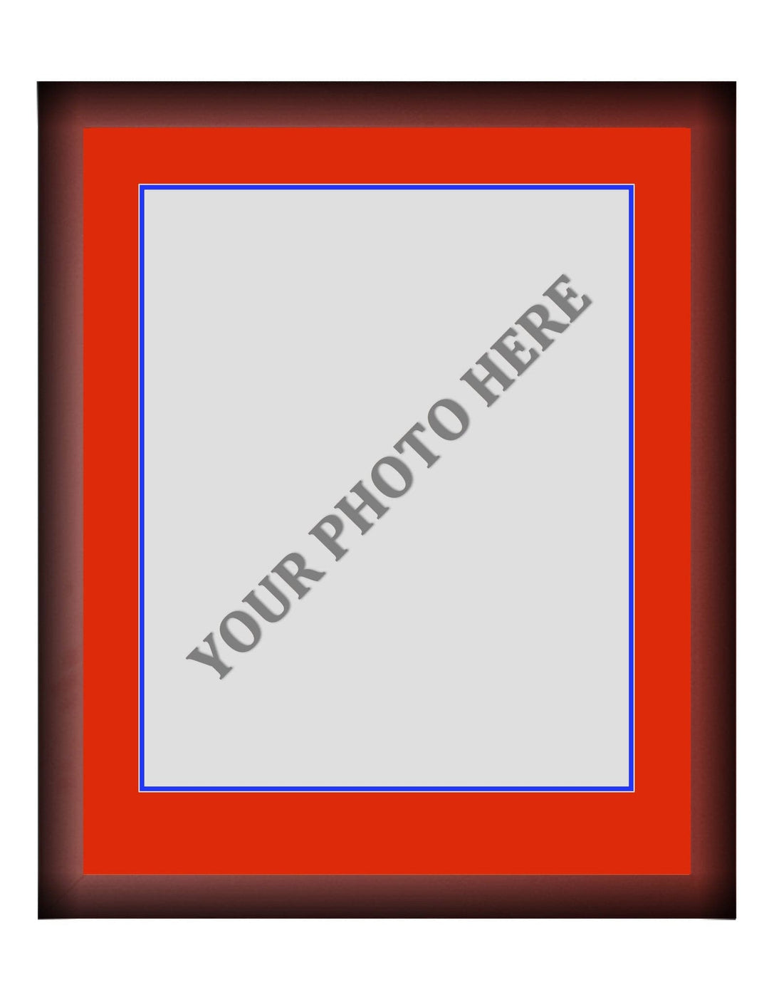 Dynasty Sports & Framing Custom Framing Frame Kit - Cherry Wood Frame | Red Matting | Blue Trim