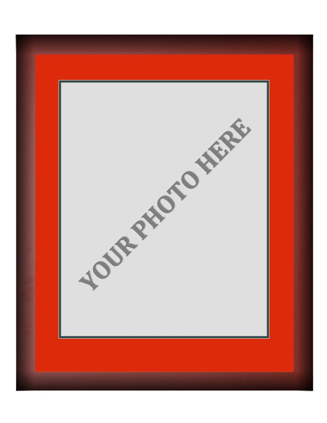 Dynasty Sports & Framing Custom Framing Frame Kit - Cherry Wood Frame | Red Matting | Dark Green Trim