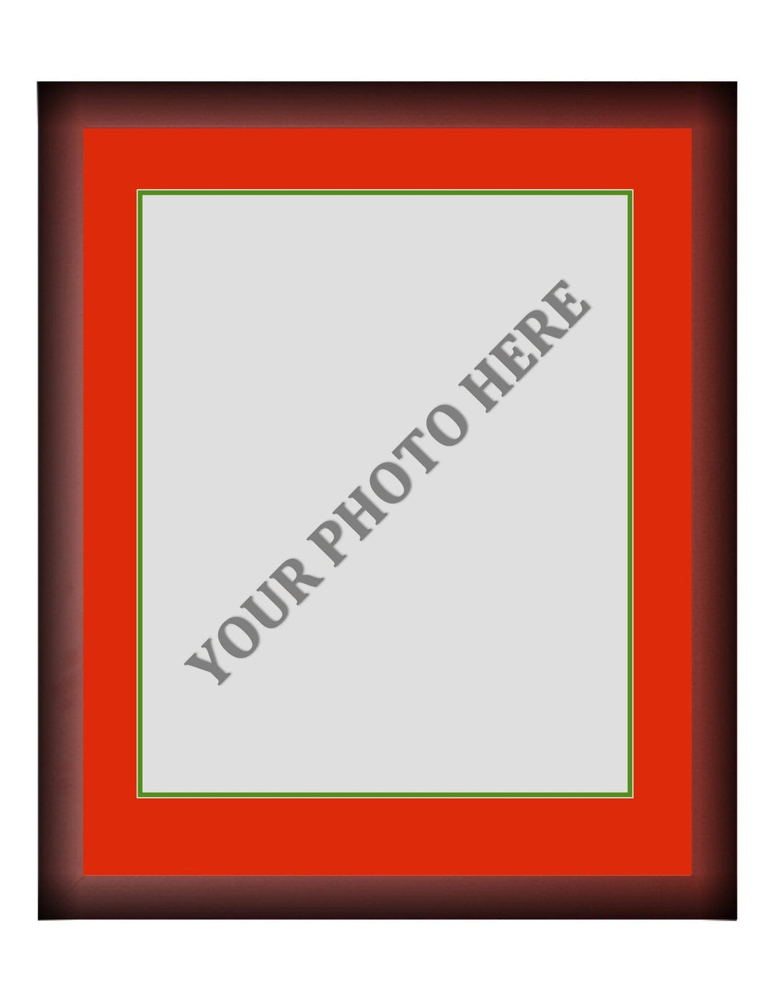 Dynasty Sports & Framing Custom Framing Frame Kit - Cherry Wood Frame | Red Matting | Green Trim