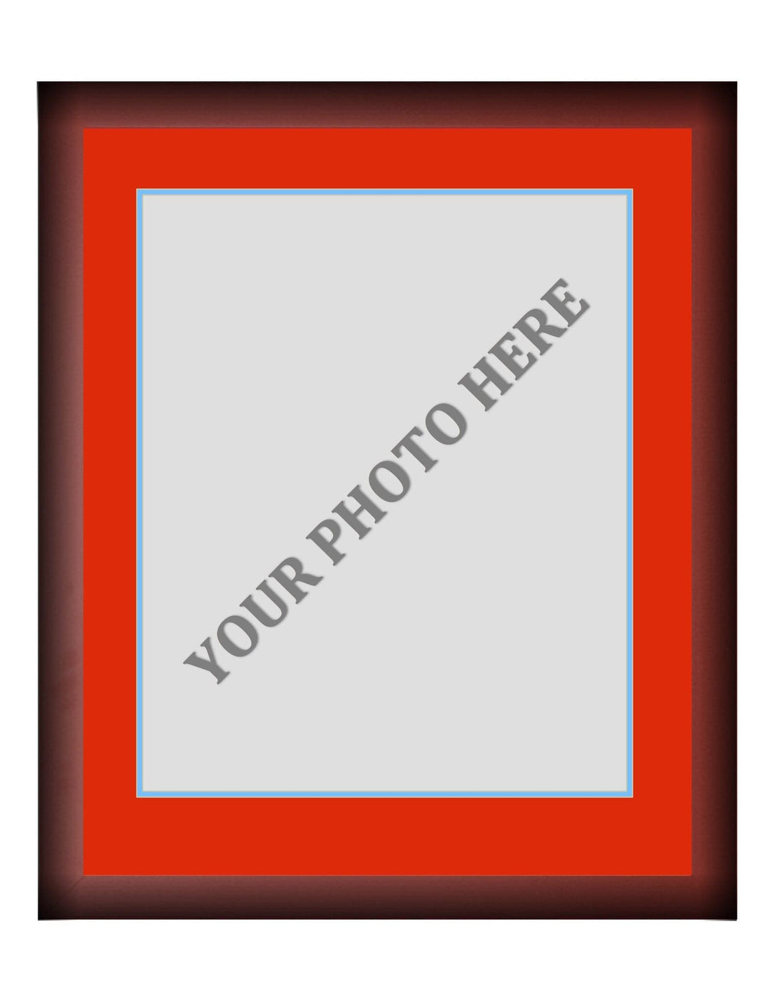 Dynasty Sports & Framing Custom Framing Frame Kit - Cherry Wood Frame | Red Matting | Light Blue Trim