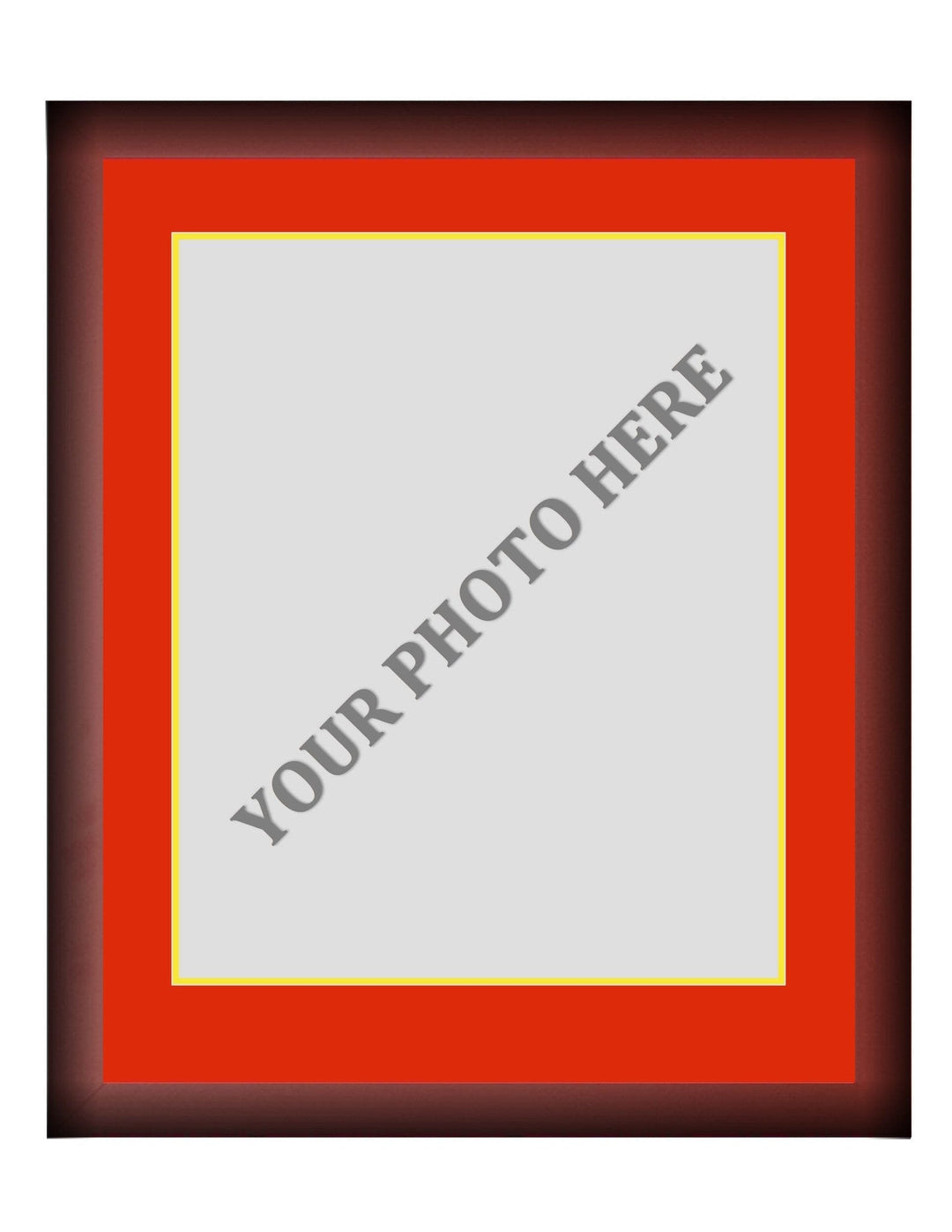 Dynasty Sports & Framing Custom Framing Frame Kit - Cherry Wood Frame | Red Matting | Yellow Trim