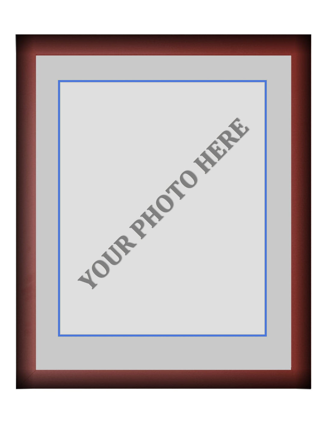 Dynasty Sports & Framing Custom Framing Frame Kit - Cherry Wood Frame | Silver Matting | Blue Trim