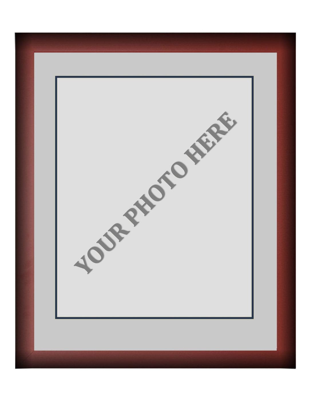 Dynasty Sports & Framing Custom Framing Frame Kit - Cherry Wood Frame | Silver Matting | Dark Blue Trim
