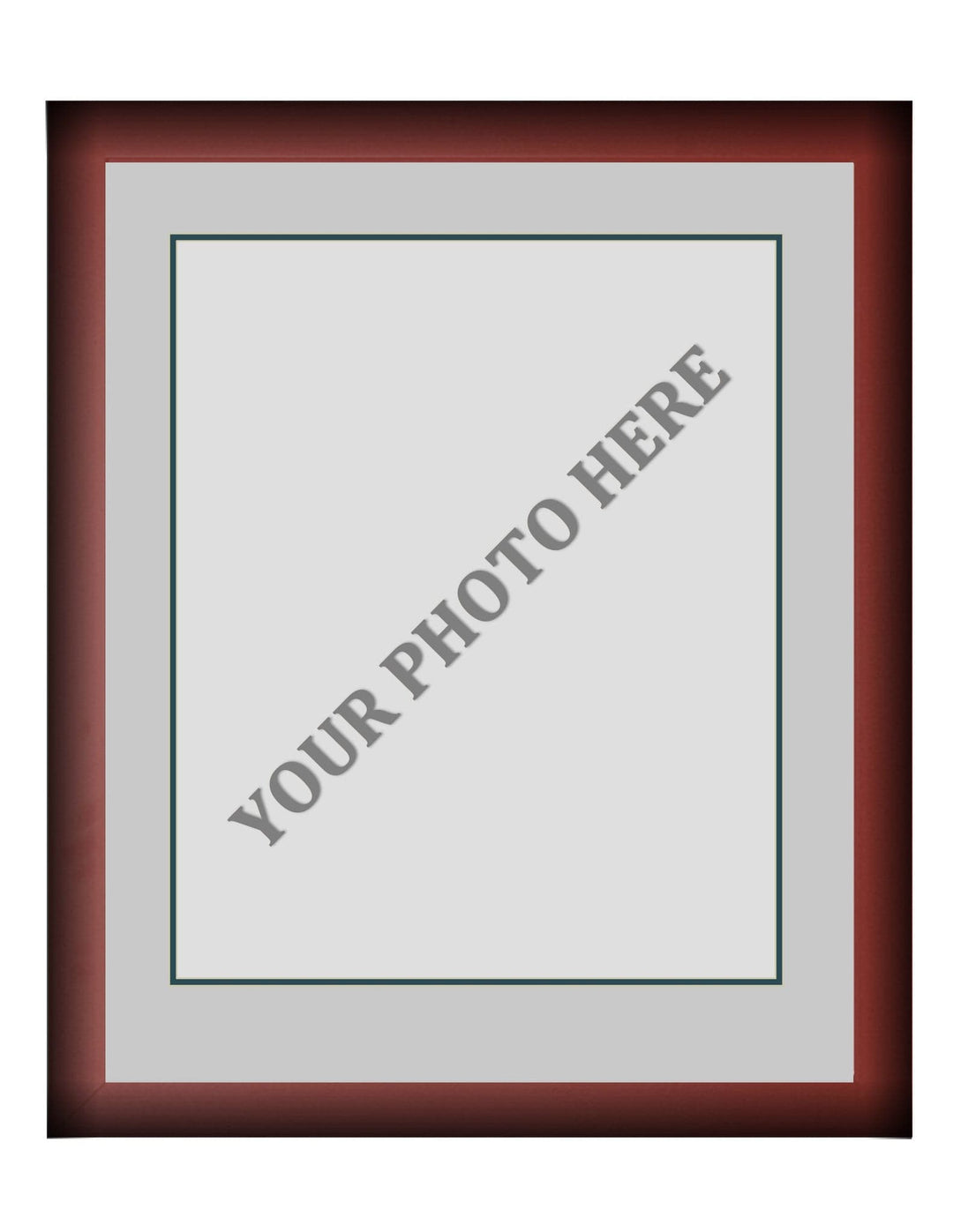 Dynasty Sports & Framing Custom Framing Frame Kit - Cherry Wood Frame | Silver Matting | Dark Green Trim