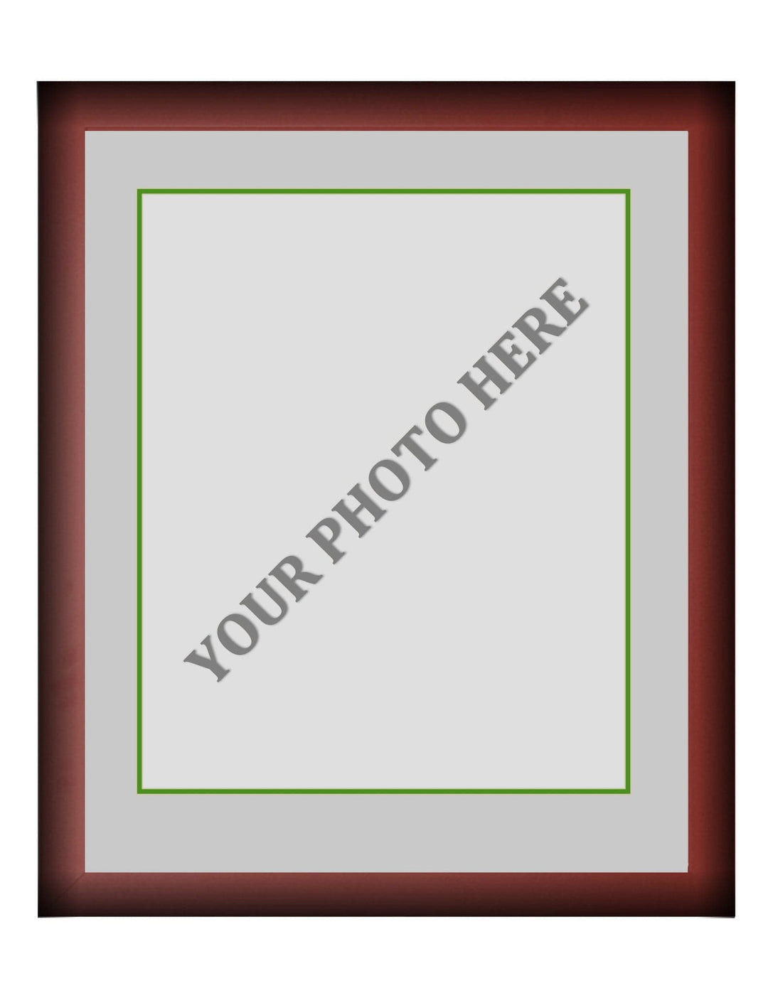 Dynasty Sports & Framing Custom Framing Frame Kit - Cherry Wood Frame | Silver Matting | Green Trim