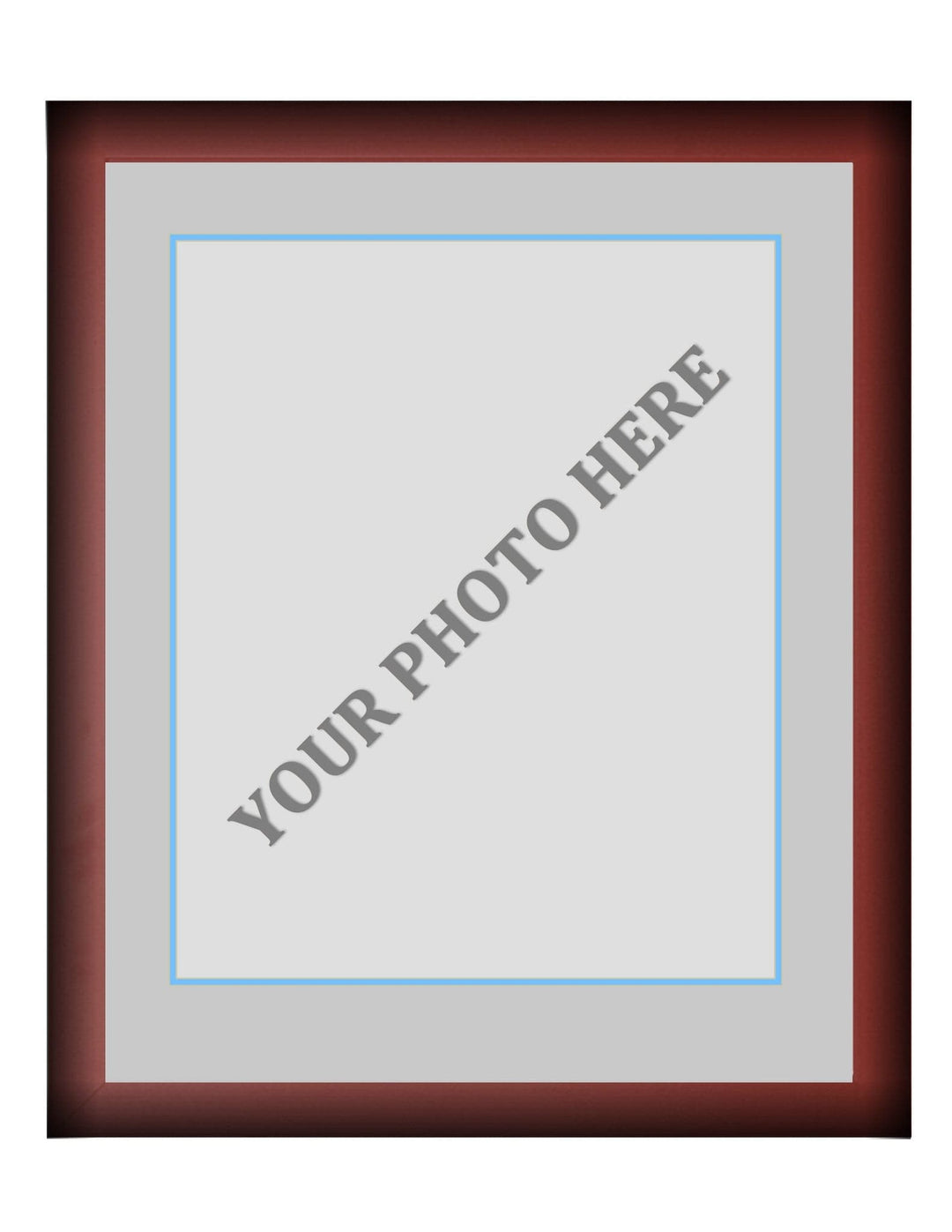 Dynasty Sports & Framing Custom Framing Frame Kit - Cherry Wood Frame | Silver Matting | Light Blue Trim