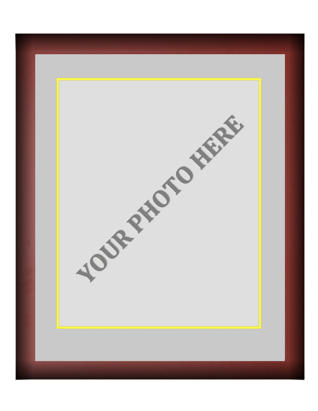 Dynasty Sports & Framing Custom Framing Frame Kit - Cherry Wood Frame | Silver Matting | Yellow Trim