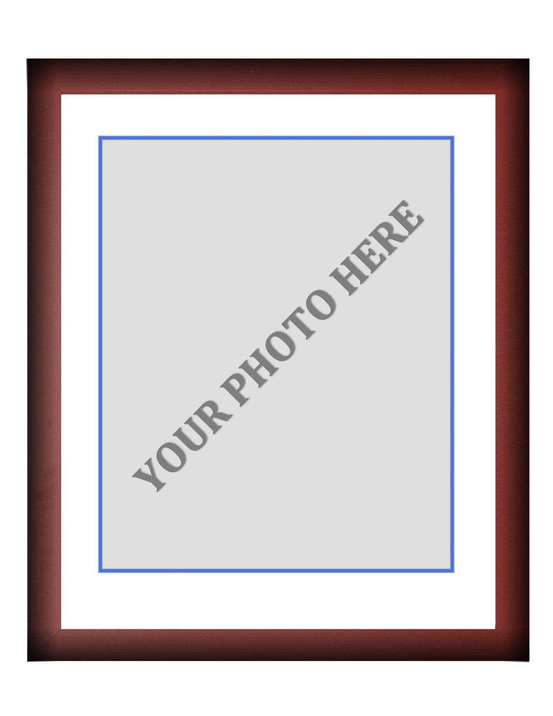 Dynasty Sports & Framing Custom Framing Frame Kit - Cherry Wood Frame | White Matting | Blue Trim