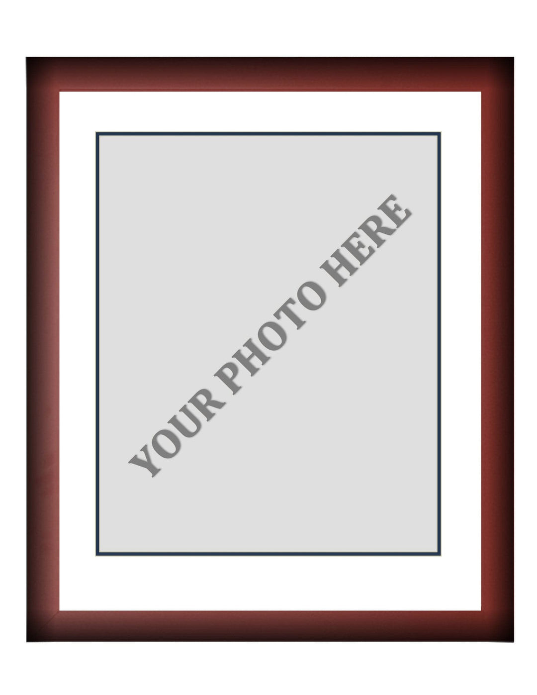 Dynasty Sports & Framing Custom Framing Frame Kit - Cherry Wood Frame | White Matting | Dark Blue Trim