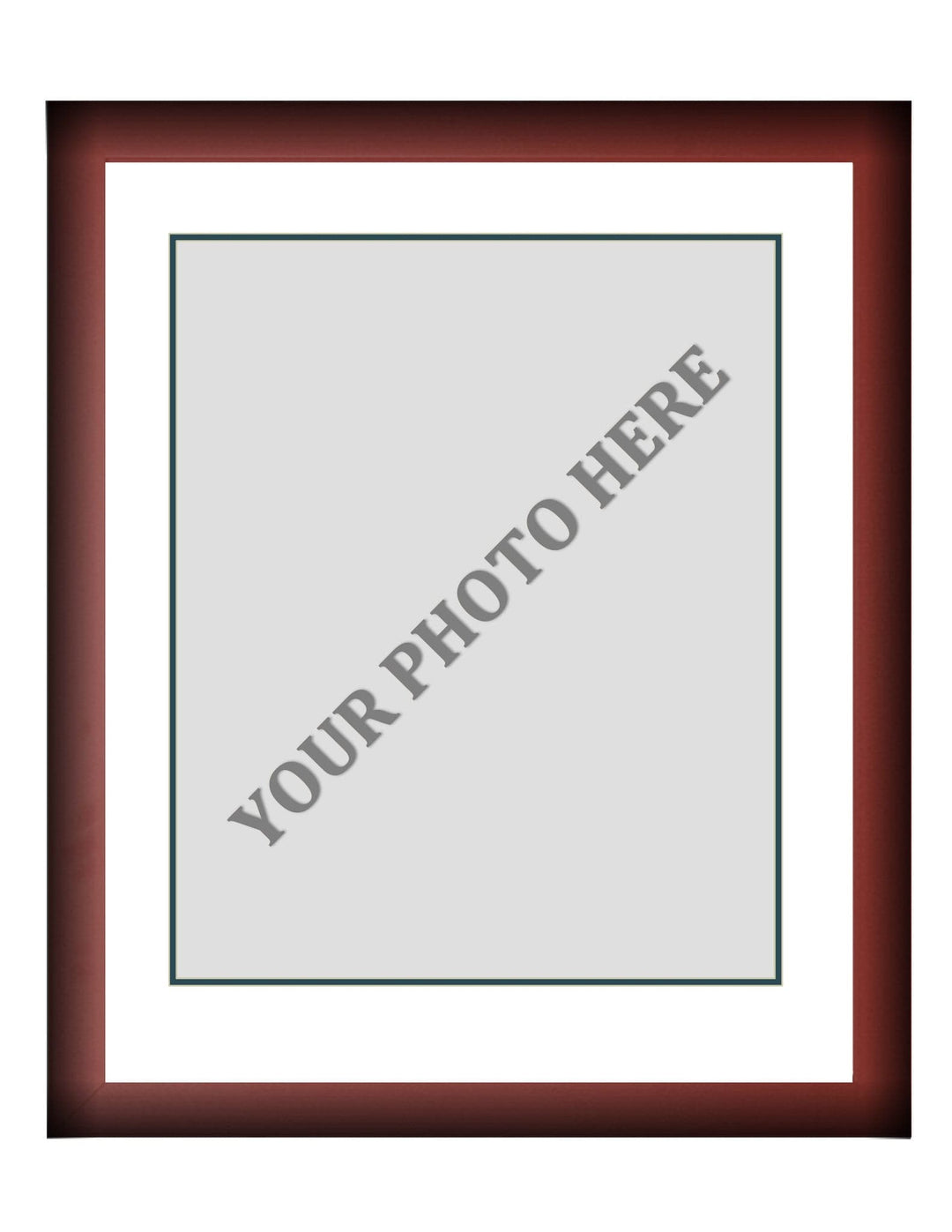 Dynasty Sports & Framing Custom Framing Frame Kit - Cherry Wood Frame | White Matting | Dark Green Trim