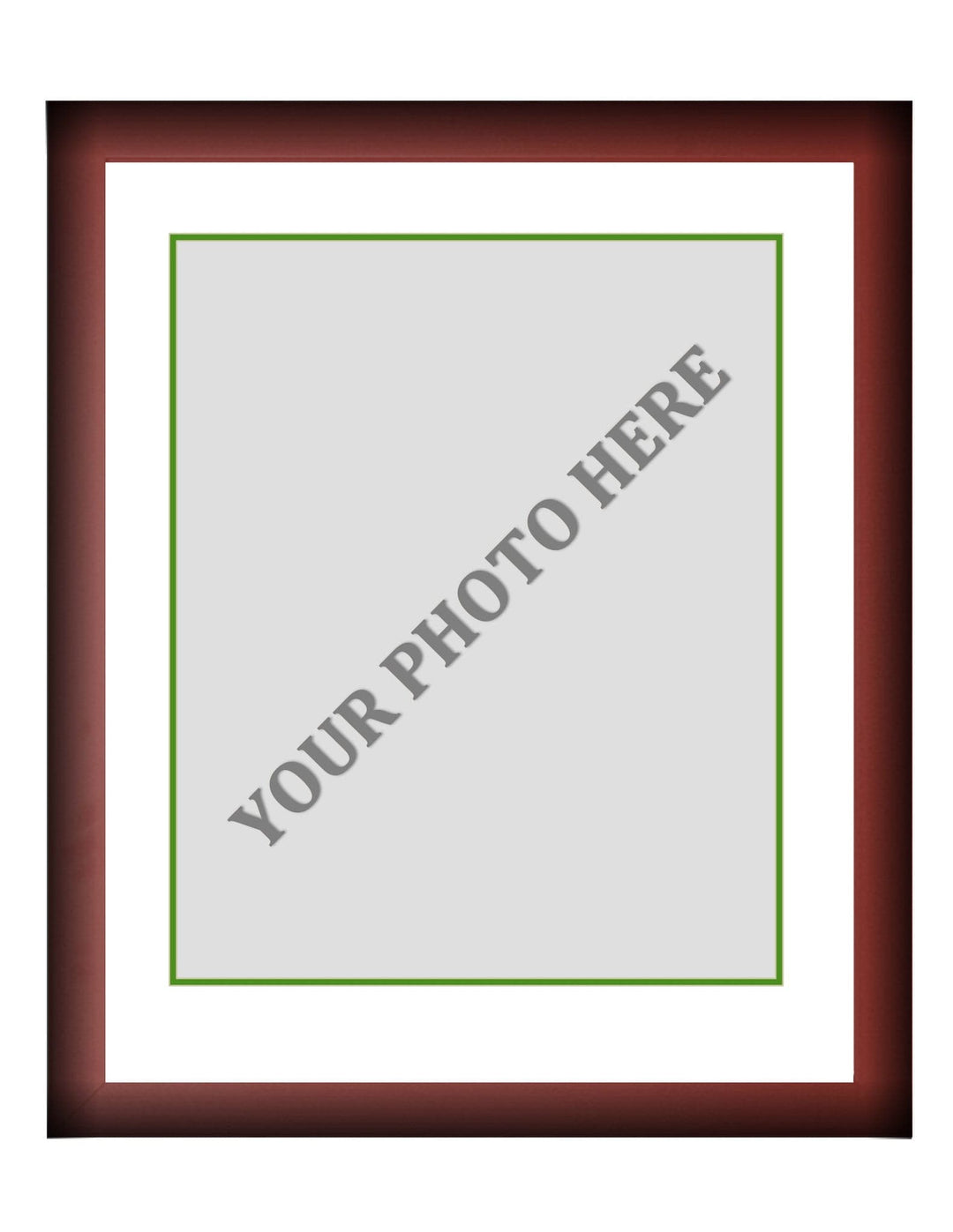 Dynasty Sports & Framing Custom Framing Frame Kit - Cherry Wood Frame | White Matting | Green Trim
