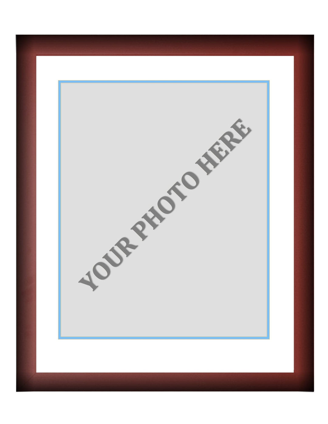 Dynasty Sports & Framing Custom Framing Frame Kit - Cherry Wood Frame | White Matting | Light Blue Trim