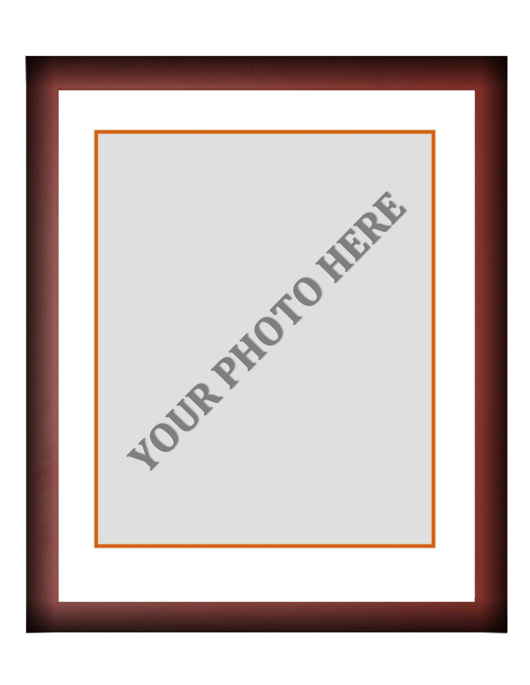 Dynasty Sports & Framing Custom Framing Frame Kit - Cherry Wood Frame | White Matting | Orange Trim