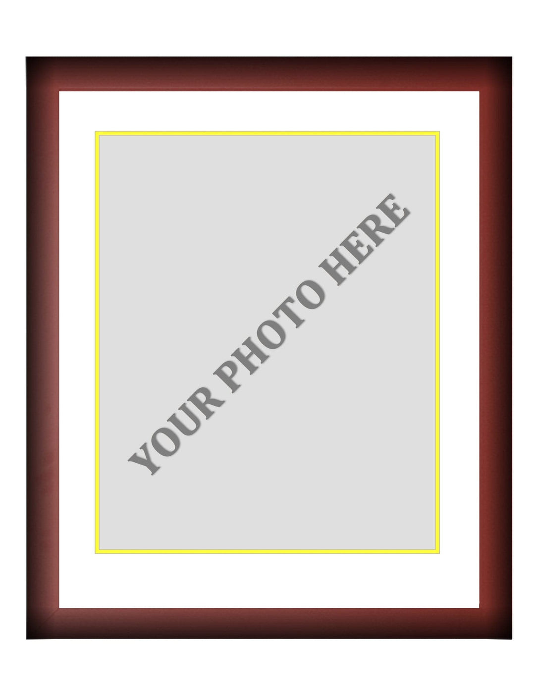 Dynasty Sports & Framing Custom Framing Frame Kit - Cherry Wood Frame | White Matting | Yellow Trim