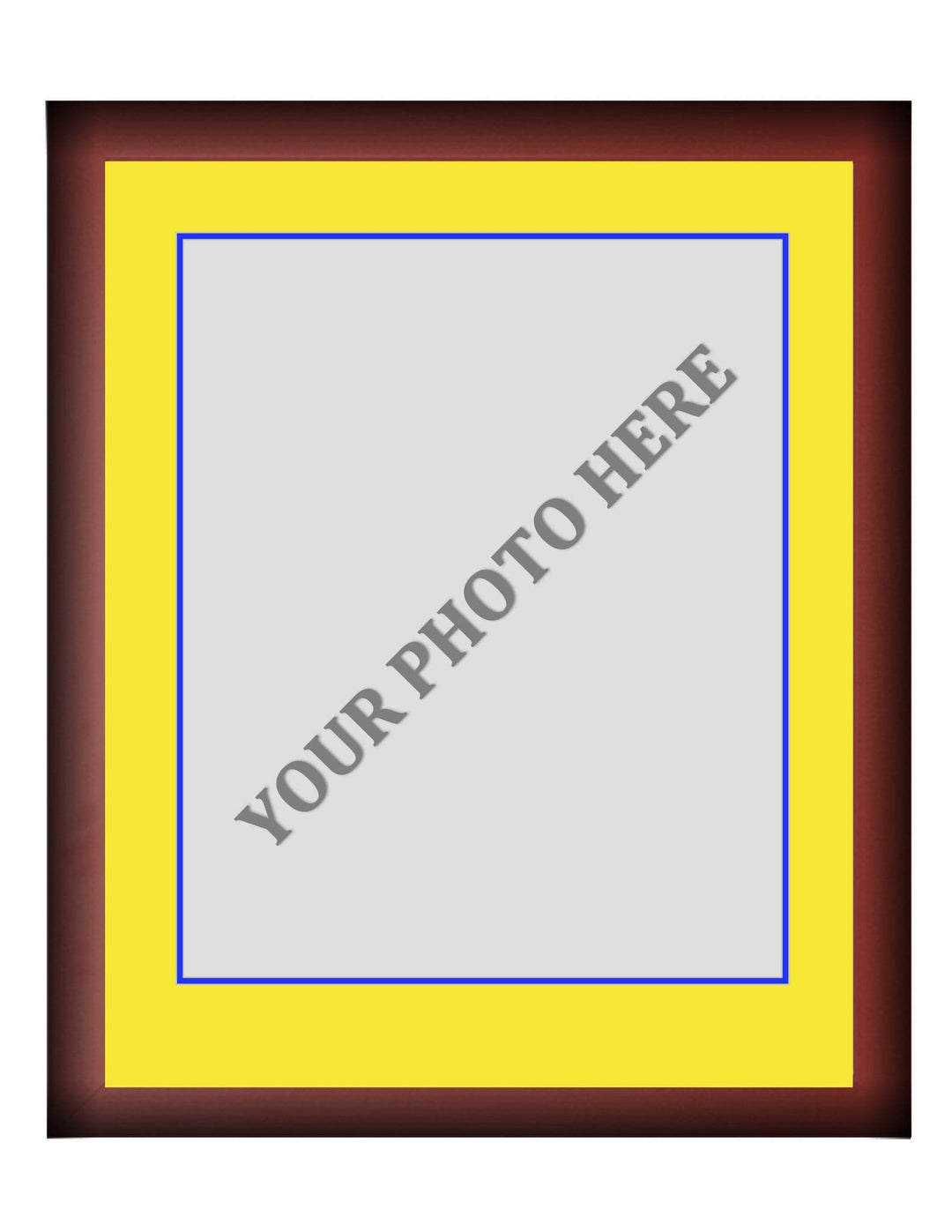 Dynasty Sports & Framing Custom Framing Frame Kit - Cherry Wood Frame | Yellow Matting | Blue Trim