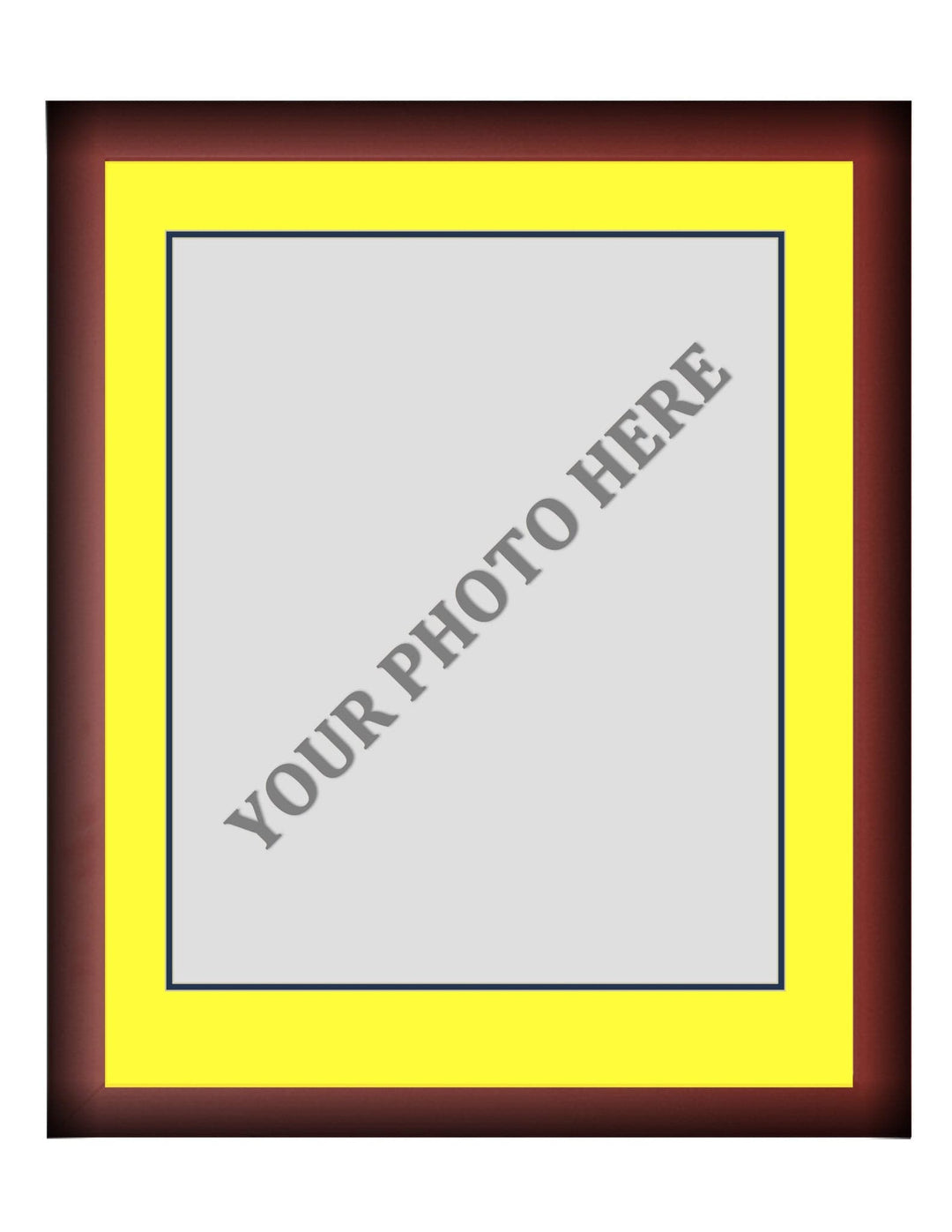 Dynasty Sports & Framing Custom Framing Frame Kit - Cherry Wood Frame | Yellow Matting | Dark Blue Trim