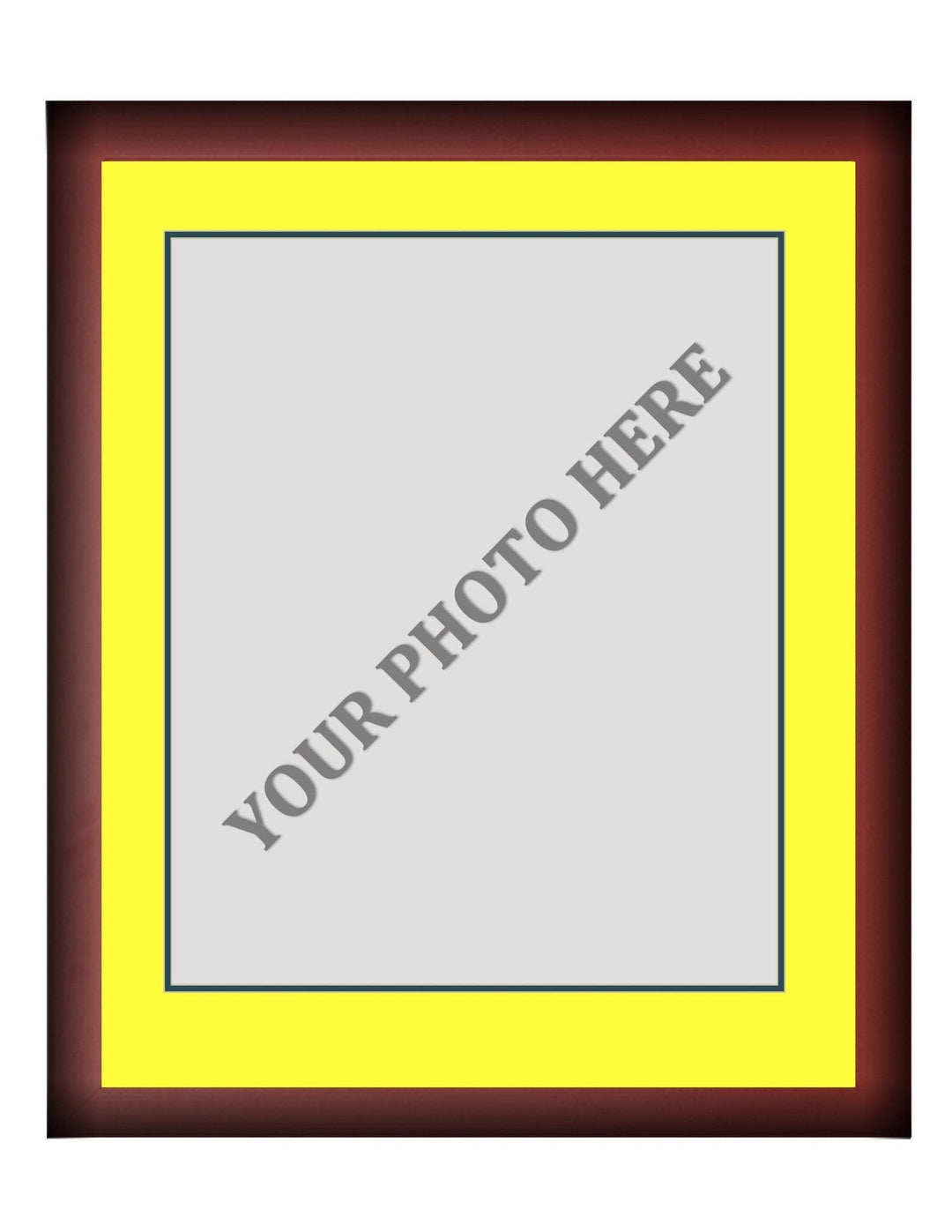 Dynasty Sports & Framing Custom Framing Frame Kit - Cherry Wood Frame | Yellow Matting | Dark Green Trim