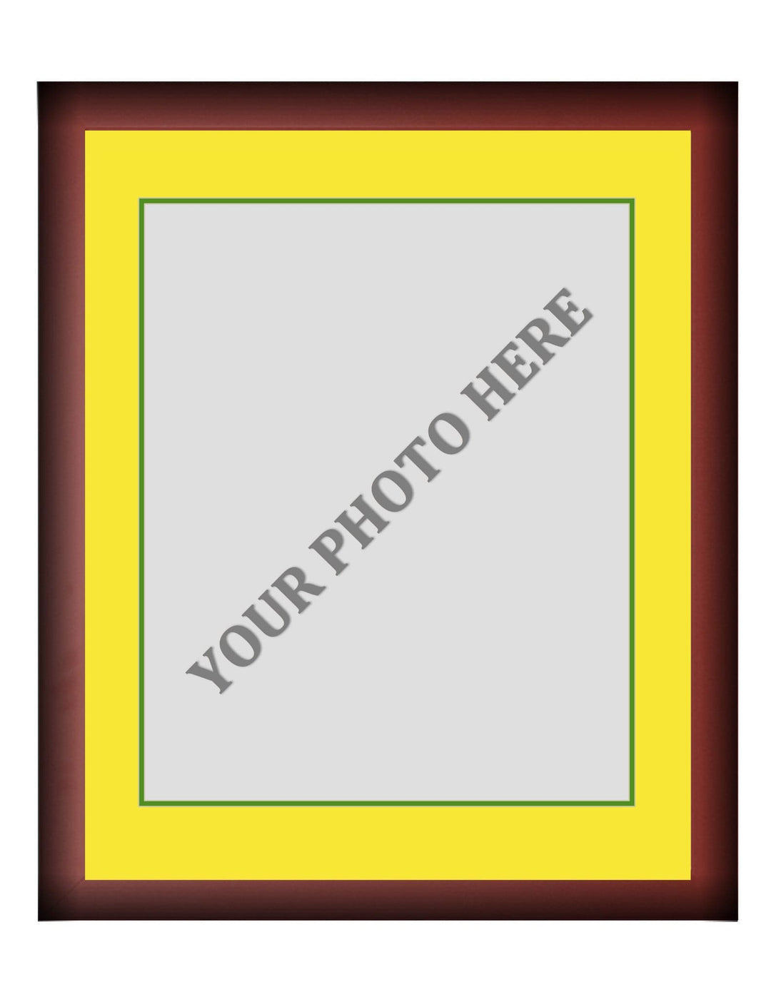 Dynasty Sports & Framing Custom Framing Frame Kit - Cherry Wood Frame | Yellow Matting | Green Trim