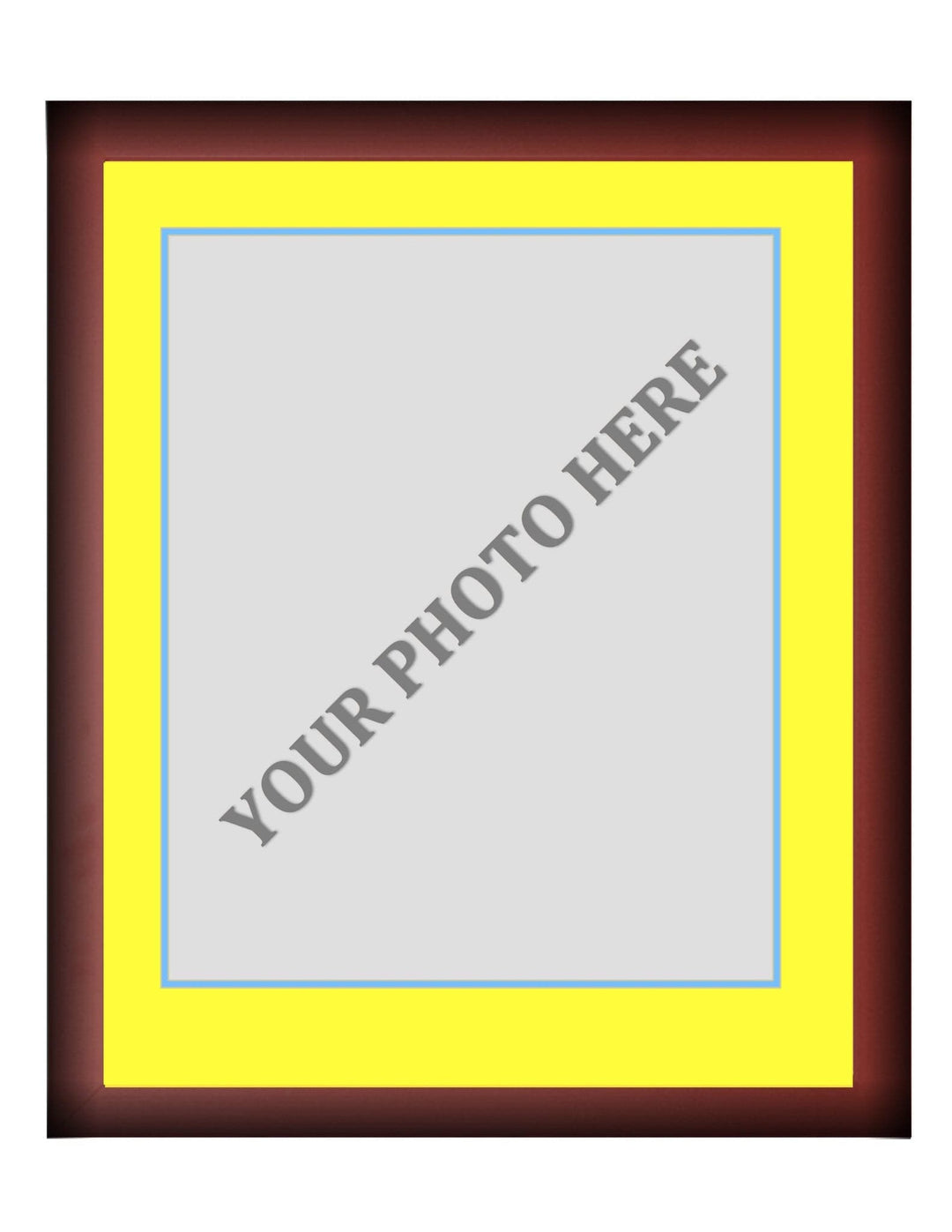 Dynasty Sports & Framing Custom Framing Frame Kit - Cherry Wood Frame | Yellow Matting | Light Blue Trim