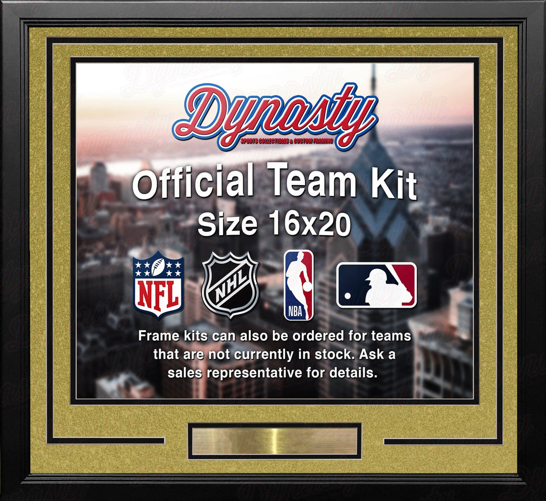 Dynasty Sports & Framing Custom Framing Gold Matting & Black Trim / Landscape (Horizontal); Standard Glass / No Nameplate or Medallions Vegas Golden Knights Gold Custom NHL Hockey 16x20 Picture Frame Kit