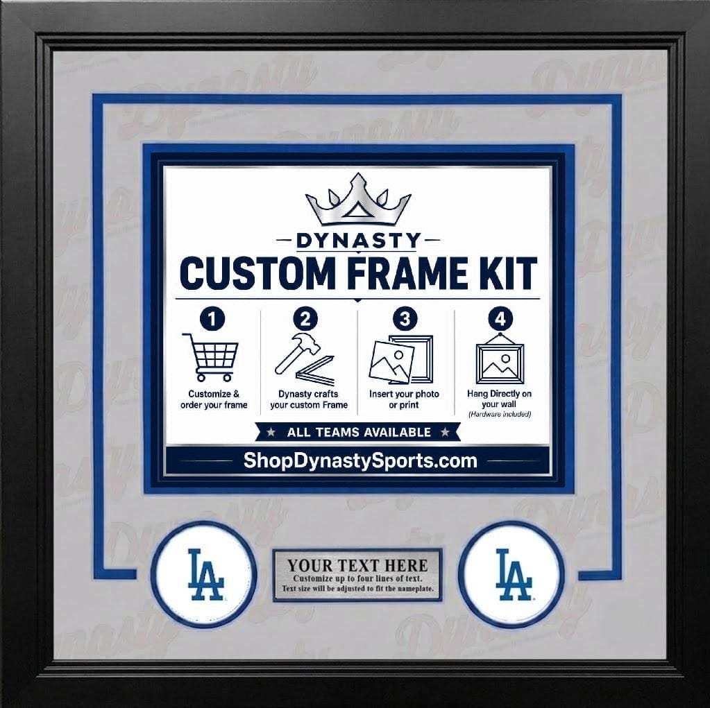 Dynasty Sports & Framing Custom Framing Gray Matting & Blue Trim / Landscape (Horizontal); Standard Glass / No Nameplate or Logos Los Angeles Dodgers Custom MLB Baseball 8x10 Picture Frame Kit (Multiple Colors)