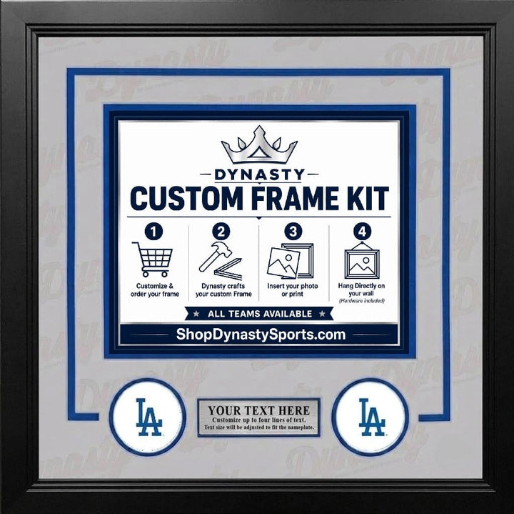 Dynasty Sports & Framing Custom Framing Gray Matting & Blue Trim / Landscape (Horizontal); Standard Glass / No Nameplate or Logos Los Angeles Dodgers Custom MLB Baseball 8x10 Picture Frame Kit (Multiple Colors)