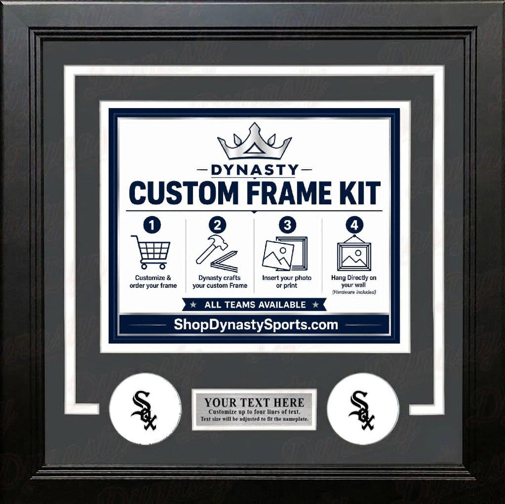 Dynasty Sports & Framing Custom Framing Gray Matting & White Trim / Landscape (Horizontal); Standard Glass / No Nameplate or Logos Chicago White Sox Custom MLB Baseball 16x20 Picture Frame Kit (Multiple Colors)