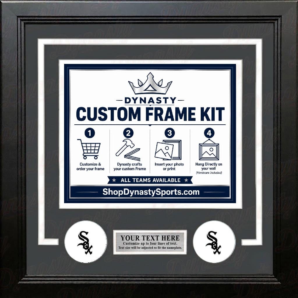 Dynasty Sports & Framing Custom Framing Gray Matting & White Trim / Landscape (Horizontal); Standard Glass / No Nameplate or Logos Chicago White Sox Custom MLB Baseball 16x20 Picture Frame Kit (Multiple Colors)