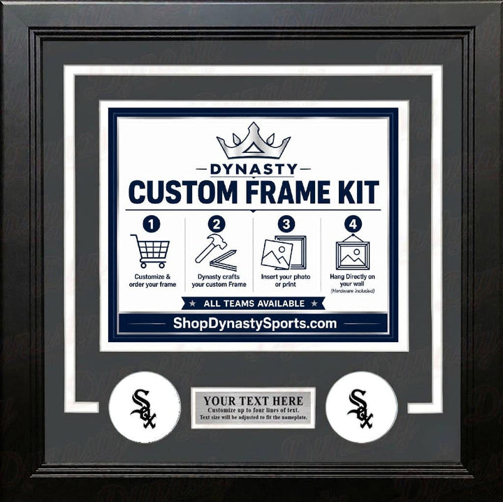 Dynasty Sports & Framing Custom Framing Gray Matting & White Trim / Landscape (Horizontal); Standard Glass / No Nameplate or Logos Chicago White Sox Custom MLB Baseball 16x20 Picture Frame Kit (Multiple Colors)