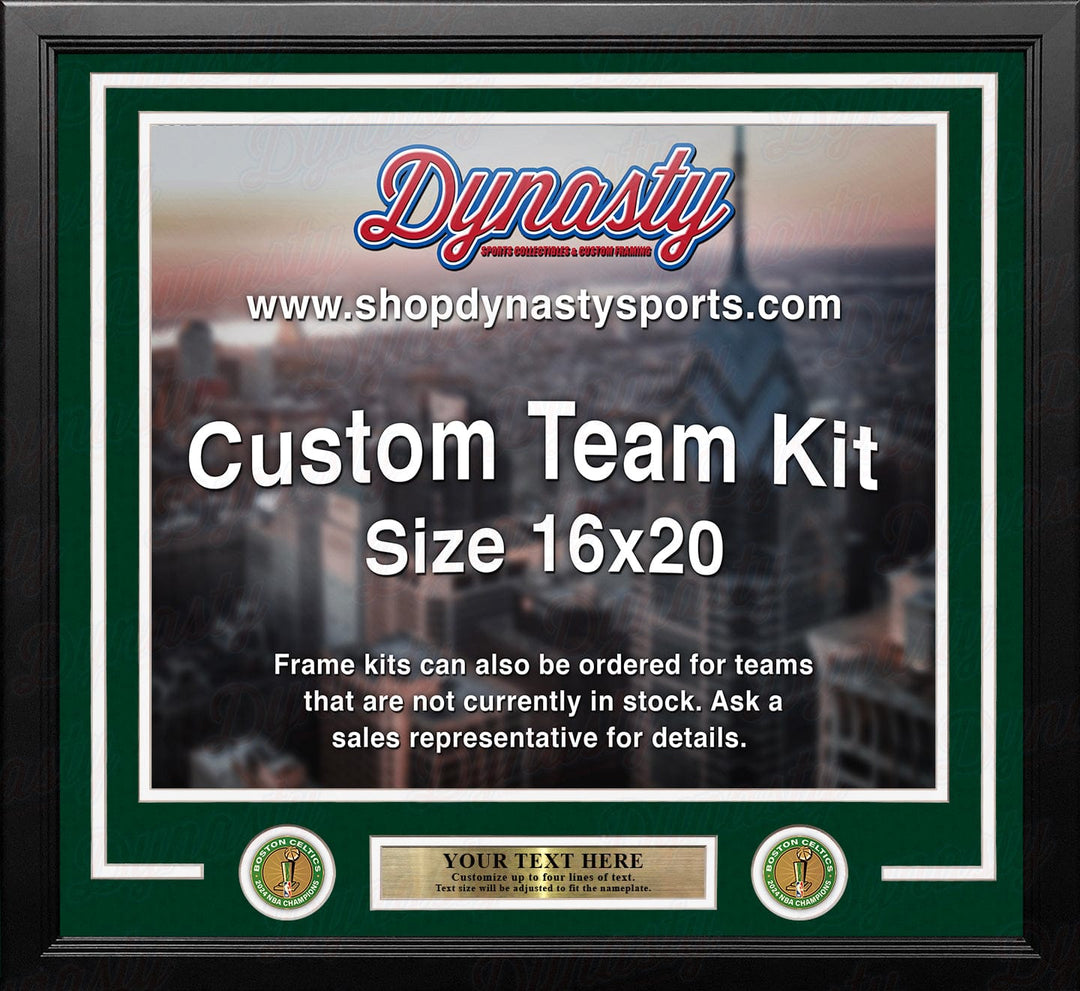Dynasty Sports & Framing Custom Framing Green Matting & White Trim / Landscape (Horizontal); Standard Glass / No Nameplate or Medallions Boston Celtics 2024 NBA Champions Custom NBA Basketball 16x20 Picture Frame Kit (Multiple Colors)