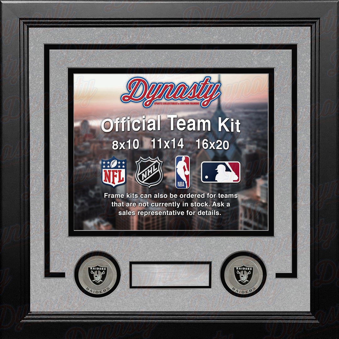 Dynasty Sports & Framing Custom Framing Landscape (Horizontal); Standard Glass / No Nameplate or Medallions Las Vegas Raiders Silver Custom NFL Football 16x20 Picture Frame Kit