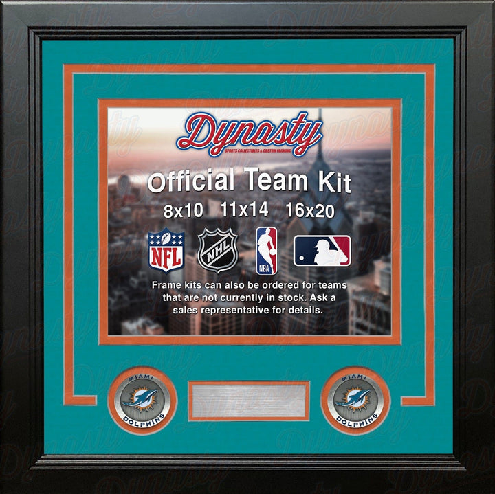 Dynasty Sports & Framing Custom Framing Landscape (Horizontal); Standard Glass / No Nameplate or Medallions Miami Dolphins Teal Custom NFL Football 11x14 Picture Frame Kit