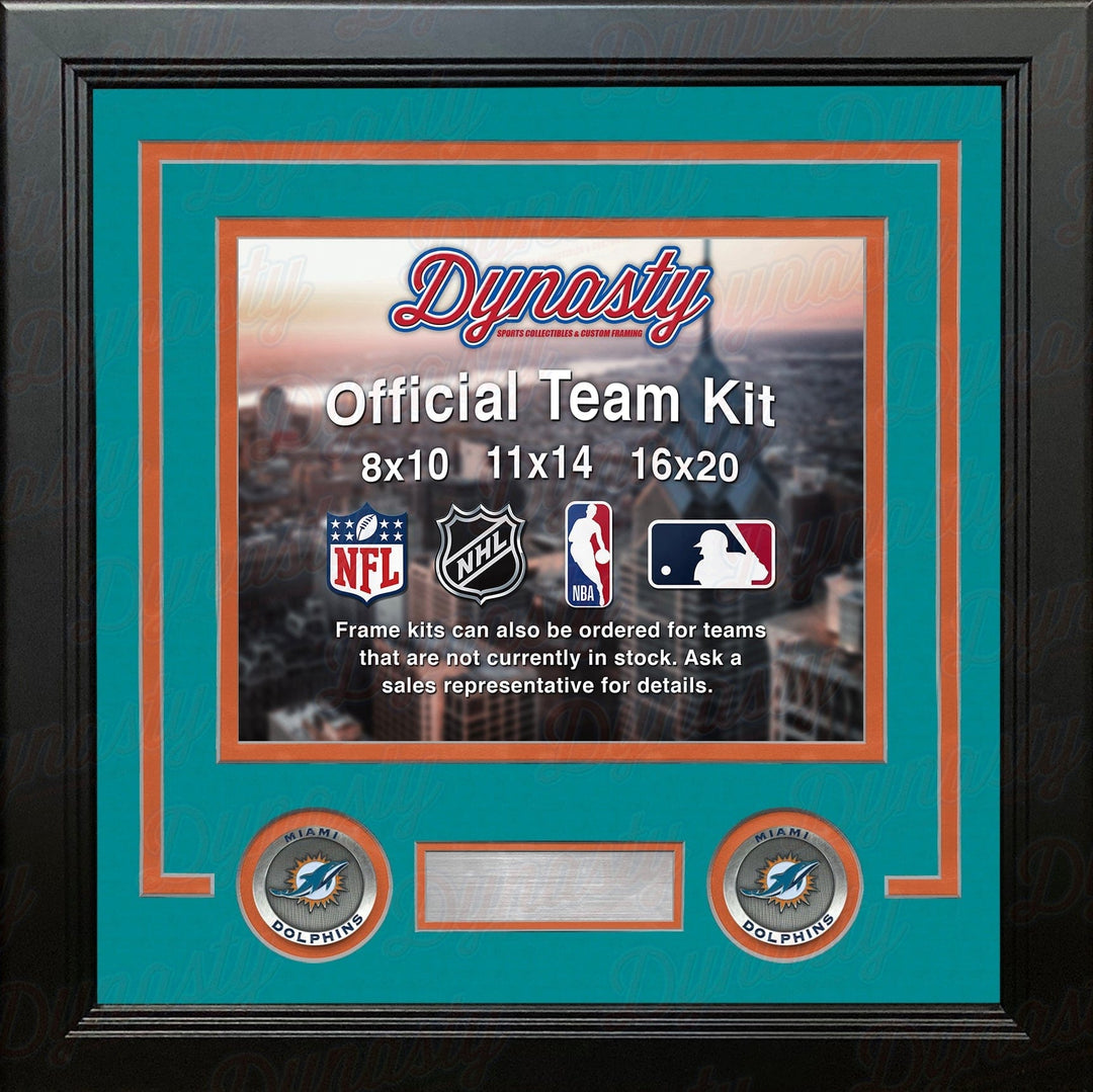 Dynasty Sports & Framing Custom Framing Landscape (Horizontal); Standard Glass / No Nameplate or Medallions Miami Dolphins Teal Custom NFL Football 8x10 Picture Frame Kit